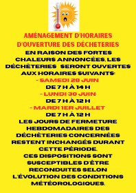 HORAIRES DES DECHETERIES 